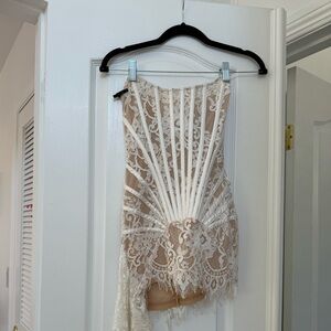 Heiress Lace Corset Draped Mini Dress